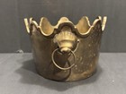 Vintage Solid Brass Tarnished Antique Finish Planter Vase Lions Head Handles