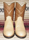 Kids  Vtg Texas Brand Tan Bullhide Leather Roper Cowboy Boots 2 5 B New  in Box