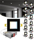  12 Pack 4 Inch Square Ultra-thin Led Recessed Lighting  Selectable 