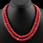 379 00 Cts Natural Rich Red Ruby 2 Line Round Shape Beads Hand Made Necklace