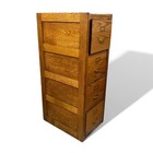 Antique File Cabinet Tiger Oak Four Drawer Wood Restored Brass Pulls