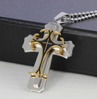 Cross Pendant Necklace Stainless Steel Crucifix Cuban Gold Black Men Unisex New