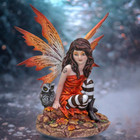 Polyresin Fairy With Pet Owl Figurine  Magic Fairy Tale Decor  Gift For Her  Cot