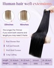 Laavoo Weft Hair Extensions Human Hair Straight 16 Inch 100g Double Weft Black