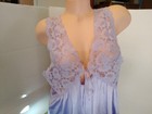 Vintage Purple Lingerie Size Large Long Nylon   Lace Nightgown Mervyns Sabrina