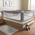 Toddler Bed Rail 2 Meters Gray W double Child Lock  Adjustable Height 28 3  