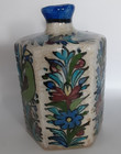 Antique Iznik Middle Eastern Bottle Flask Persian Qajar Pottery - Six Sided