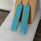 Native American Handmade Turquoise Block Stone Slab Earrings Northern Az Dangle