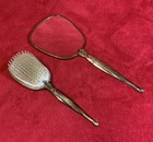Vintage Vanity Hair Brush And Hand Mirror  2 Piece Set Victorian Look