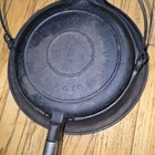 Antique Wagner Mfg  No  8 Cast Iron Waffle Maker W Base Feb 2  1910  Wood Handle