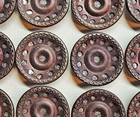 Set Of 12 Antique Victorian Tinted   Pierced Brass Twinkle Buttons   Almost 5 8 