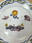 Antique Hand Painted French Faience Hot Air Baloon Plate C1800 s