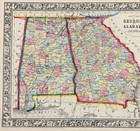 1864  Georgia - Alabama  Map  Original   13x11  Mitchell Atlas Atlanta Savannah