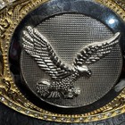 Vtg Eagle Western Belt Buckle  Silver Gold Tone Large Missing 3 Rhinestones