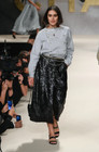 Chanel 2022 22p Black Metallic Sequin Crystal Cc Button A-line Midi Skirt 40