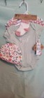 Baby Essentials 5pc Girls 3m Multicolor Floral Short Sleeve Bodysuits Hat Socks