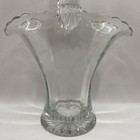 Vintage Duncan Miller Clear Glass 10  Bridal Basket Etched Floral Twisted Handle
