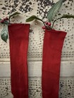 Old Pair Of Christmas Red Child Long Stockings Aafa 14  Nos Grungy Primitive
