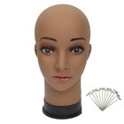 Bald Mannequin Head 21 Inch Brown Pvc Wig Making Display With 11 T Pins