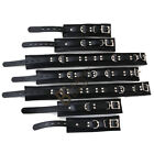 Thick Real Leather Wrist Ankle Thigh Cuffs   Collar Restraint Set Black 8 Pieces