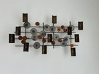 Brutalist Mcm Metal Wall Sculpture Art Vintage Brass Copper