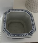 Vintage Chinese Blue   White Octogon Porcelain Planter Pot - Floral Design