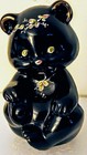Fenton Black Bear W original Sticker  Hand Painted Roses  Handsigned By V  Gherk