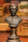 Unusual Bronze Miniature Bust Antique Victorian Man Art Sculpture Statue