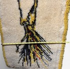 Vintage 1970s Handmade Latch Hook Rya Rug Bird Wall Hanging Mid Century Modern