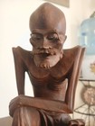 Vintage Hand Carved Emaciated Chinese Man  12 Inches