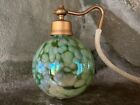 Gorgeous Vintage Iridescent Green Blown Art Glass Perfume Bottle With Atomizer