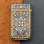 Antique 925 Sterling Silver Cloisonne Enamel Match Safe Vesta Russian Style