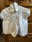 Vtg Phyllis Baby Wear Silky White Baby 5 Pc Christening baptism Set Dress Coat