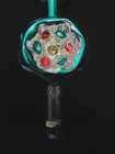 Vintage Turquoise Indent Glass Christmas Tree Topper Finial Germany 12  Mcm