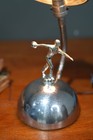 Vintage Art Deco Space Age Atomic Chrome Metal Desk Lamp Mid Century Bowling