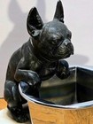 Vtg  French Bulldog Art Deco Bronze Figurine Trinket Dish Bowl On Marble Base
