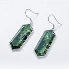 Natural Moss Agate Rectangle Drop Earrings S925 Sterling Silver Women Gift