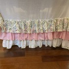 Carousel Designs Custom Triple Ruffle Crib Skirt Pink Floral Cottage Nursery