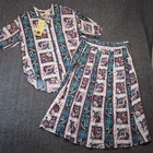 Vtg Vis A Vis Skirt Top Set Women M Teal Red Geometric Artsy Boho Aztec 90s New