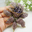 Vintage Style Luxury Purple Rhinestones Crystal Orchid Flower Brooch Pin