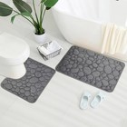 2pc Non Slip Memory Foam Bathroom Rug Set Pebble Stone Bath Mats Us