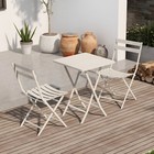 3 Piece Patio Bistro Set Of Foldable Square Table And Chairs  White