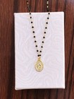 925 Sterling Silver Guadalupe Pendant Black Bead Beaded Necklace Women 9 5mm 1mm