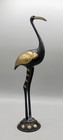 Pair Vtg Brass Enamel Metal Crane Bird Figurines Sculptures Made In India 13 