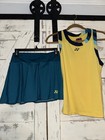Women s Medium Yonex Tennis Wear Tank   Skort Skirt 2 Piece Set Yellow And Teal