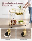 Home Bar Cart Serving Wine Cart 2 Mirrored Shelves Glass Holder Kitchen Dining