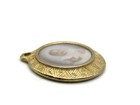 Child s Portrait Charm Vintage Etched Gold Tone