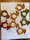Vintage 8 Bakelite Rainbow Chicken bird Napkin Rings -all With Beak    nicks   