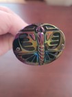 Electrice Black Amethyst Carnival Glass Big Butterfly Or Scarab Glass Hatpin