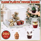 200 Clear Favor Boxes 4x4x4 Inch Plastic Cupcake Containers For Parties   Events